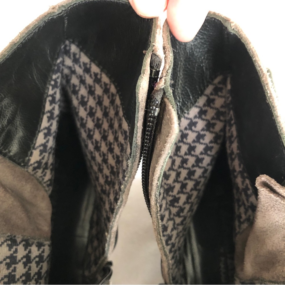 Aguatalia Moto Chunky Bootie Buckle Suede Grey/Taupe Lug Sole Zip-Up NWOT 8.5 - Picture 7 of 12